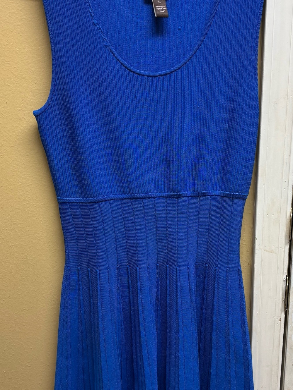 Issa London Cobalt Blue Ribbed Sleeveless Midi Dress